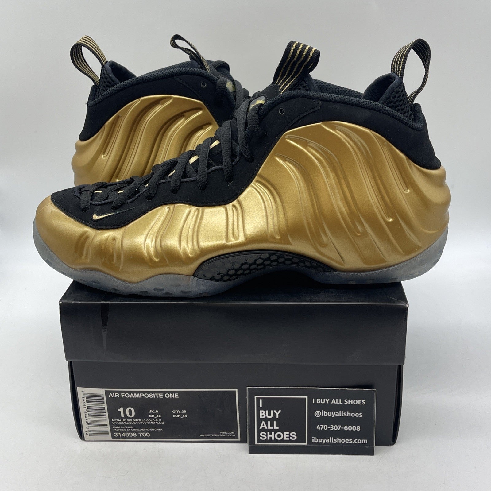 Size 10 - Nike Air Foamposite One Metallic Gold (314996-700)