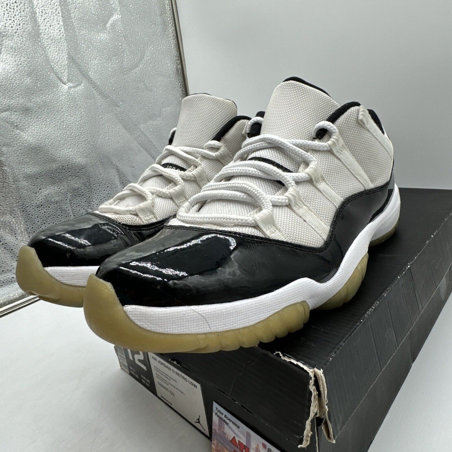 Size 11.5 - Air Jordan 11 Retro Low Concord White Black Nylon Mesh Leather Shiny