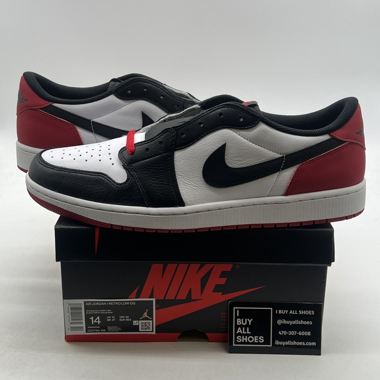 Size 14 - Air Jordan 1 Retro OG Low Black Toe (CZ0790-106)
