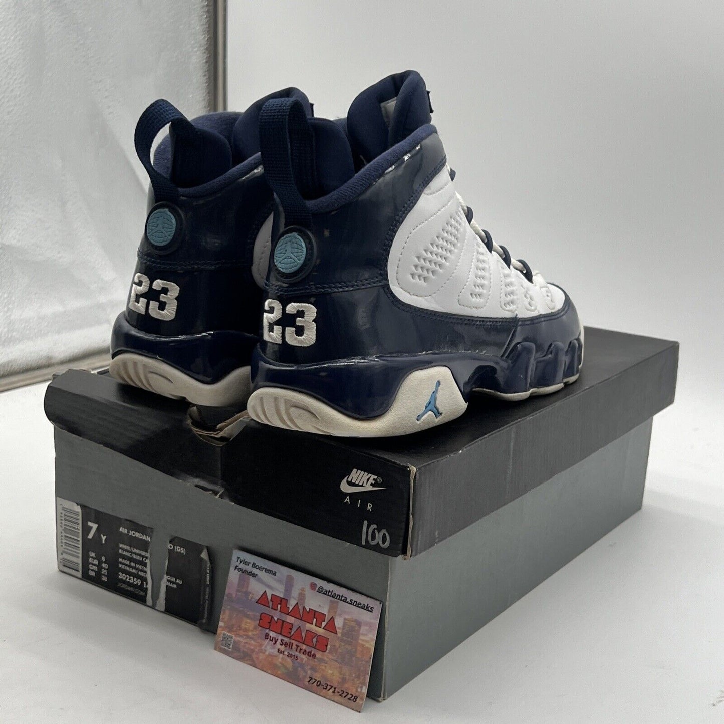 Size 7Y - Jordan 9 Retro Mid University Blue White Leather (302359-140)