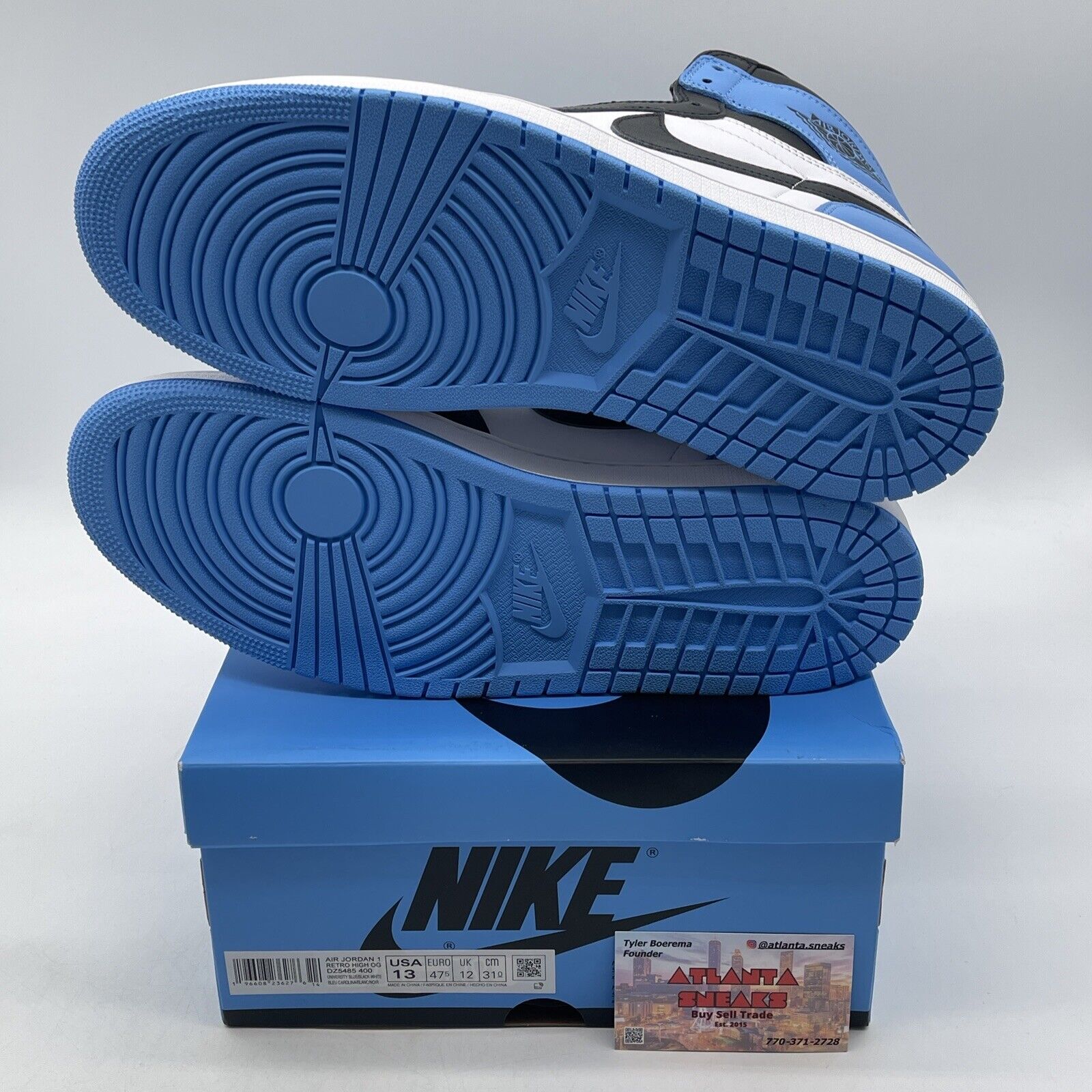 Size 13 - Jordan 1 Retro OG High UNC Toe Blue Black White Leather (DZ5485-400)