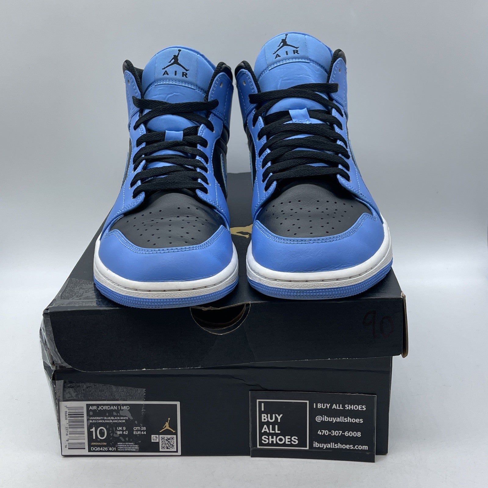 Size 10 - Air Jordan 1 Mid University Blue Black White Leather (DQ8426-401)
