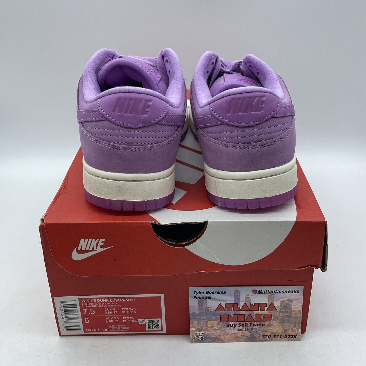 Size 7.5W - Nike Dunk Premium Low Rush Fuchsia Purple White Suede (DV7415-500)