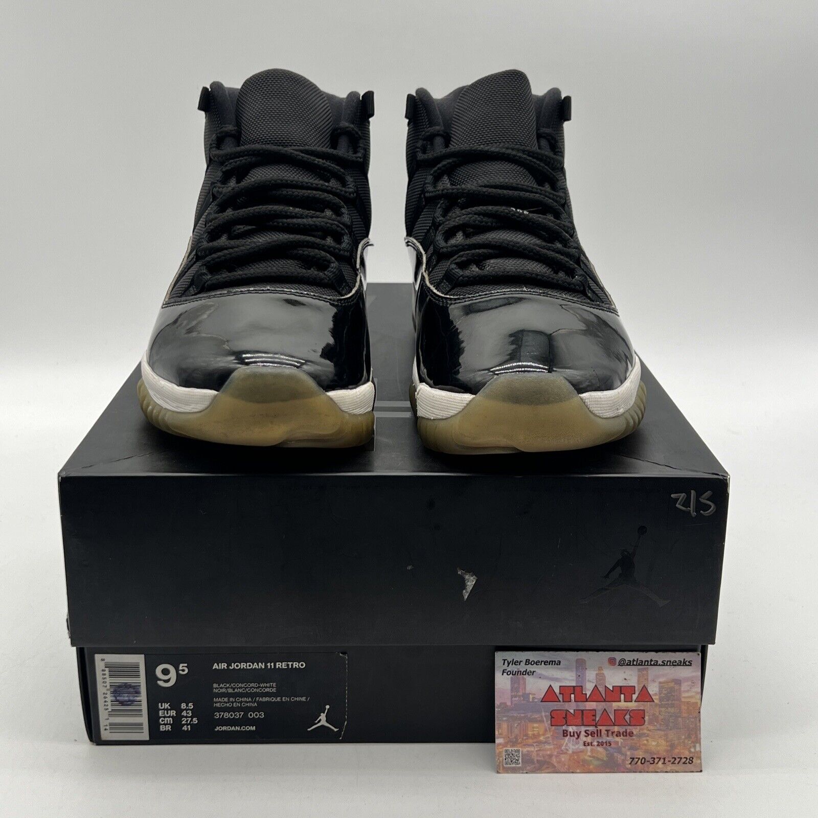 Size 9.5 - Jordan 11 Retro High Space Jam Black White Leather (378037-003)