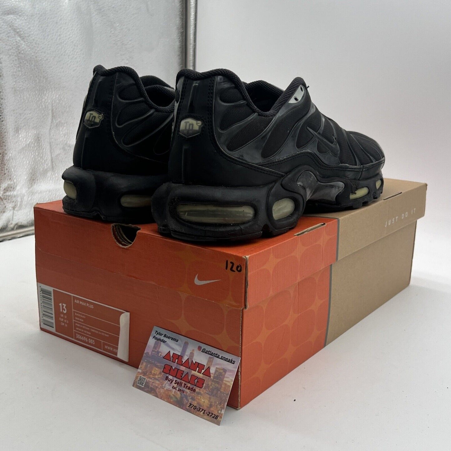 Size 13 - Nike Air Max Plus Low Triple Black Running (306696-003)