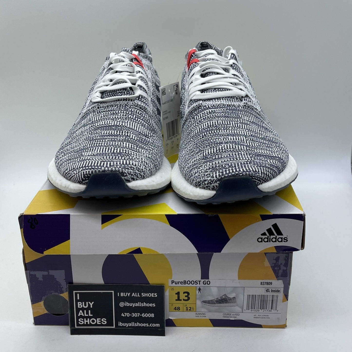 Size 13 - adidas PureBoost Go White Indigo Blue White Suede (B37809)