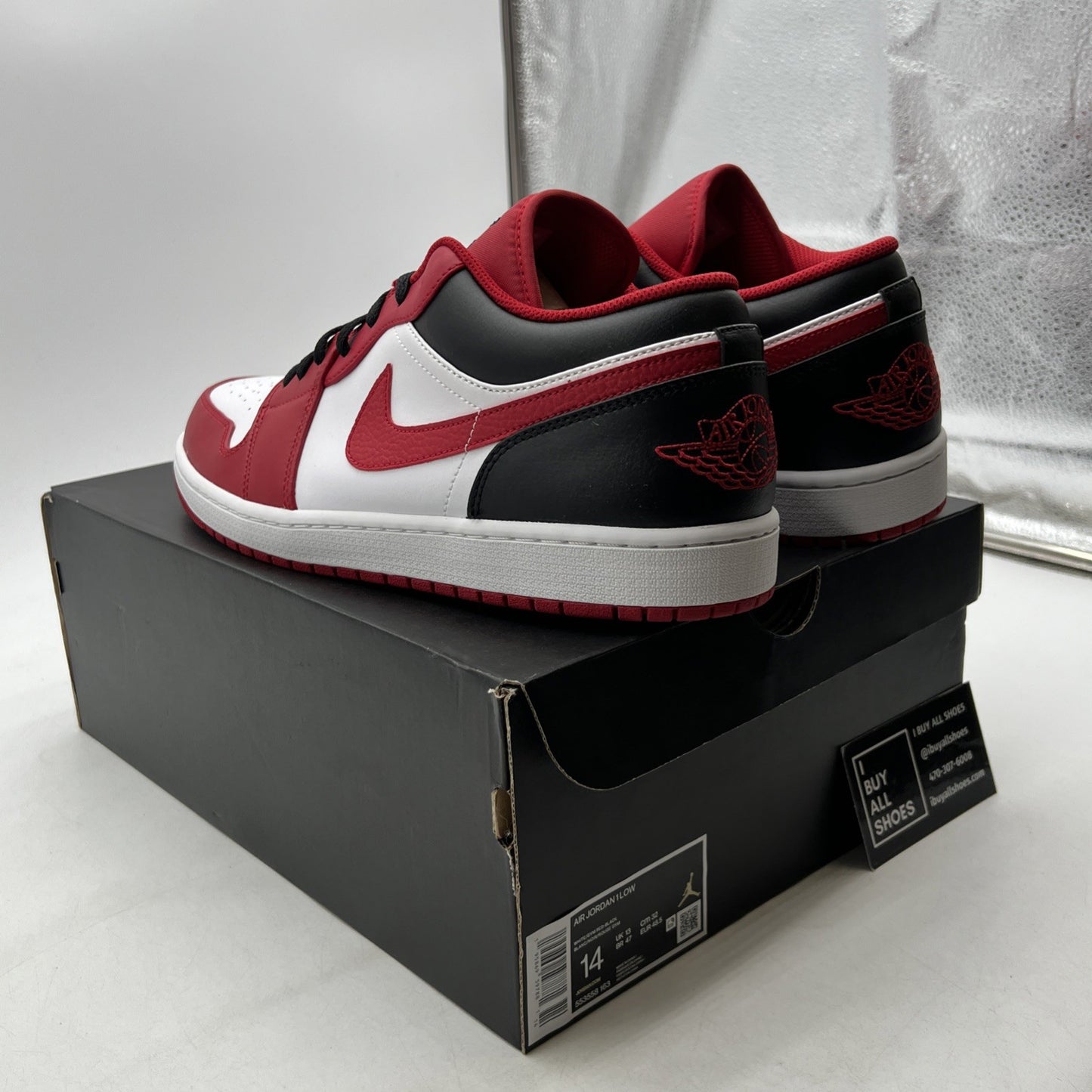 Size 14 - Air Jordan 1 Low Reverse Black Toe (553558-163)