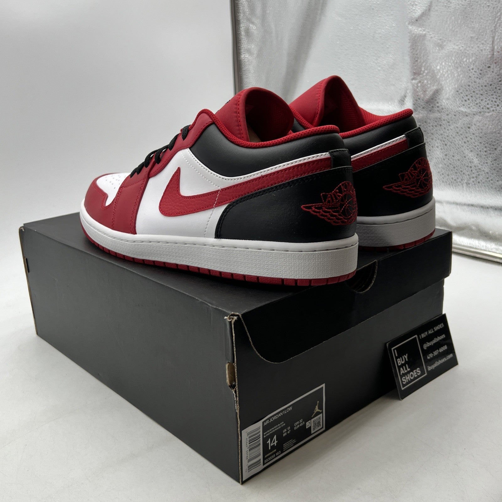 Size 14 - Air Jordan 1 Low Reverse Black Toe (553558-163)