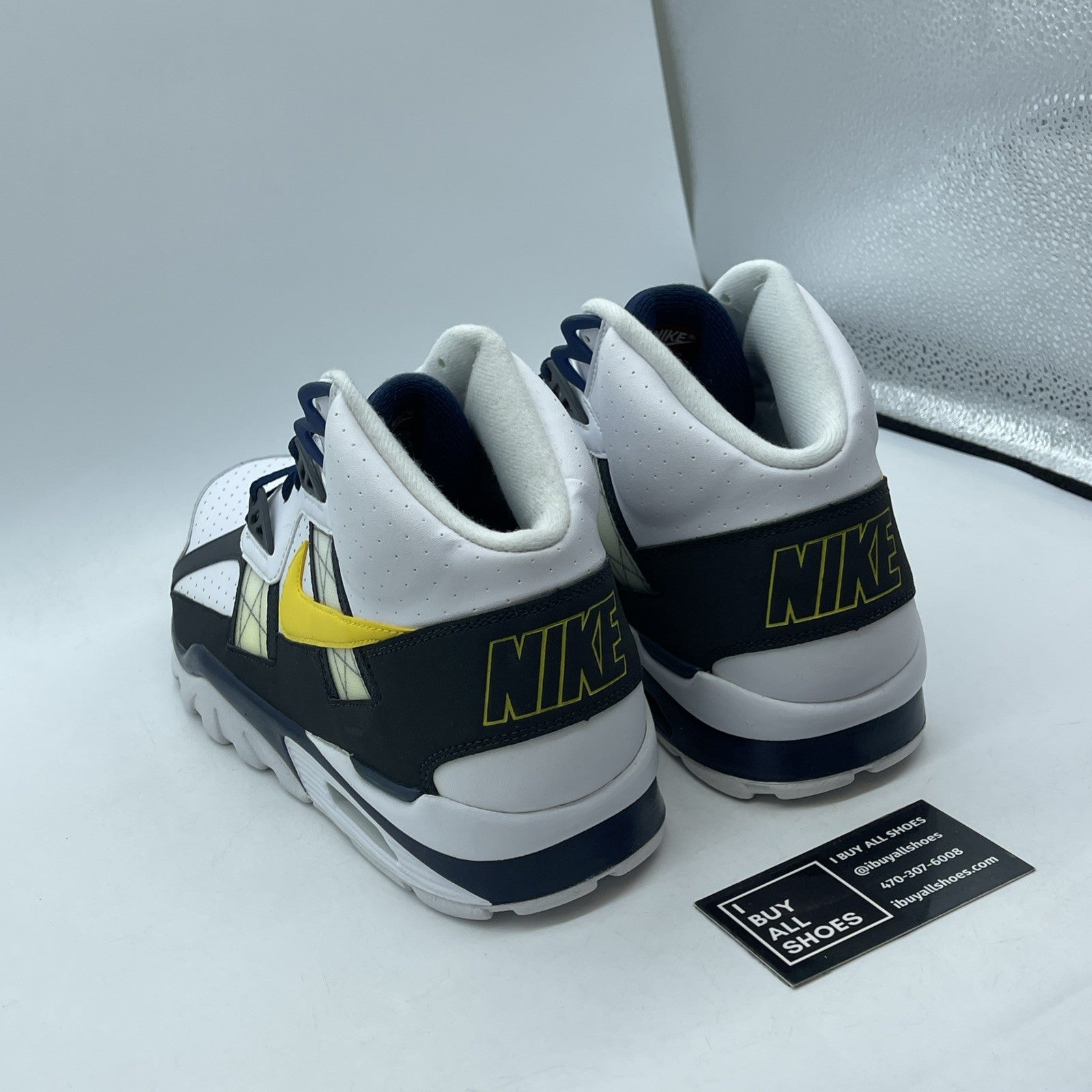 Size 13 - Nike Air Trainer SC High White Black Yellow Suede Leather (302346-110)