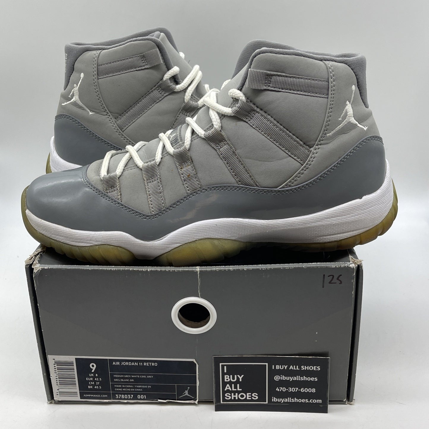 Size 9 - Air Jordan 11 Retro 2010 Cool Grey Suede Leather (378037-001)