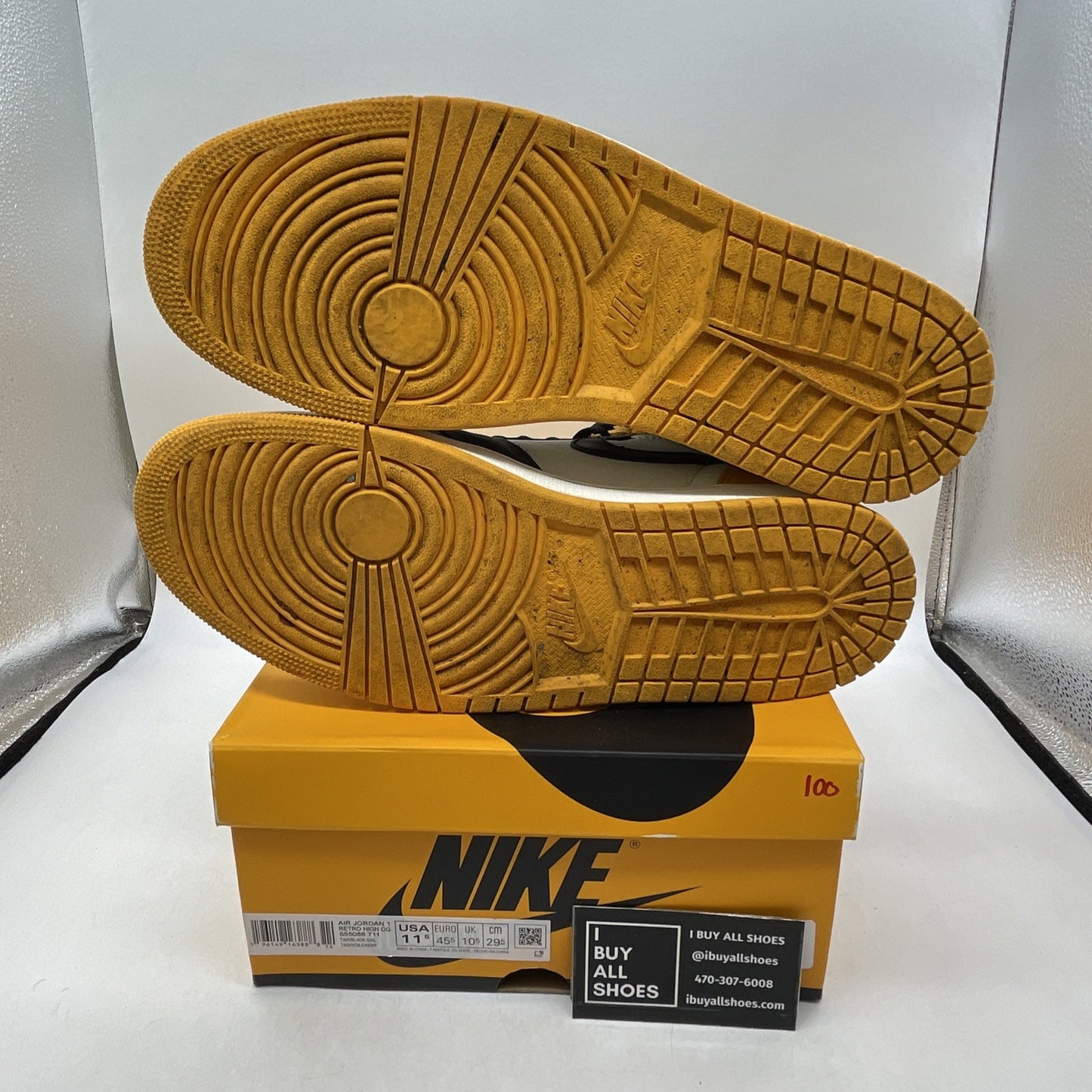 Size 11.5 - Air Jordan 1 Retro OG High Yellow Toe (555088-711)