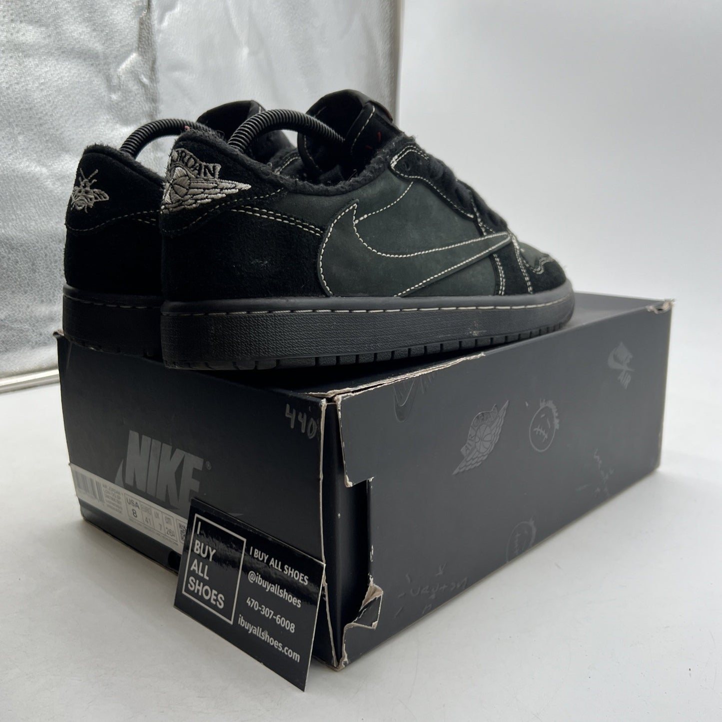 Size 8 - Air Jordan 1 Retro Low OG SP x Travis Scott Black Phantom (DM7866-001)