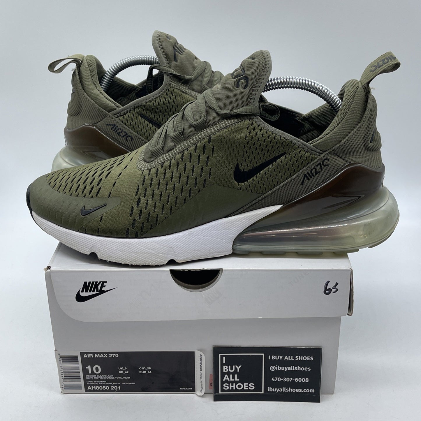 Size 10 - Nike Air Max 270 Medium Olive Green Black Suede Leather (AH8050-201)