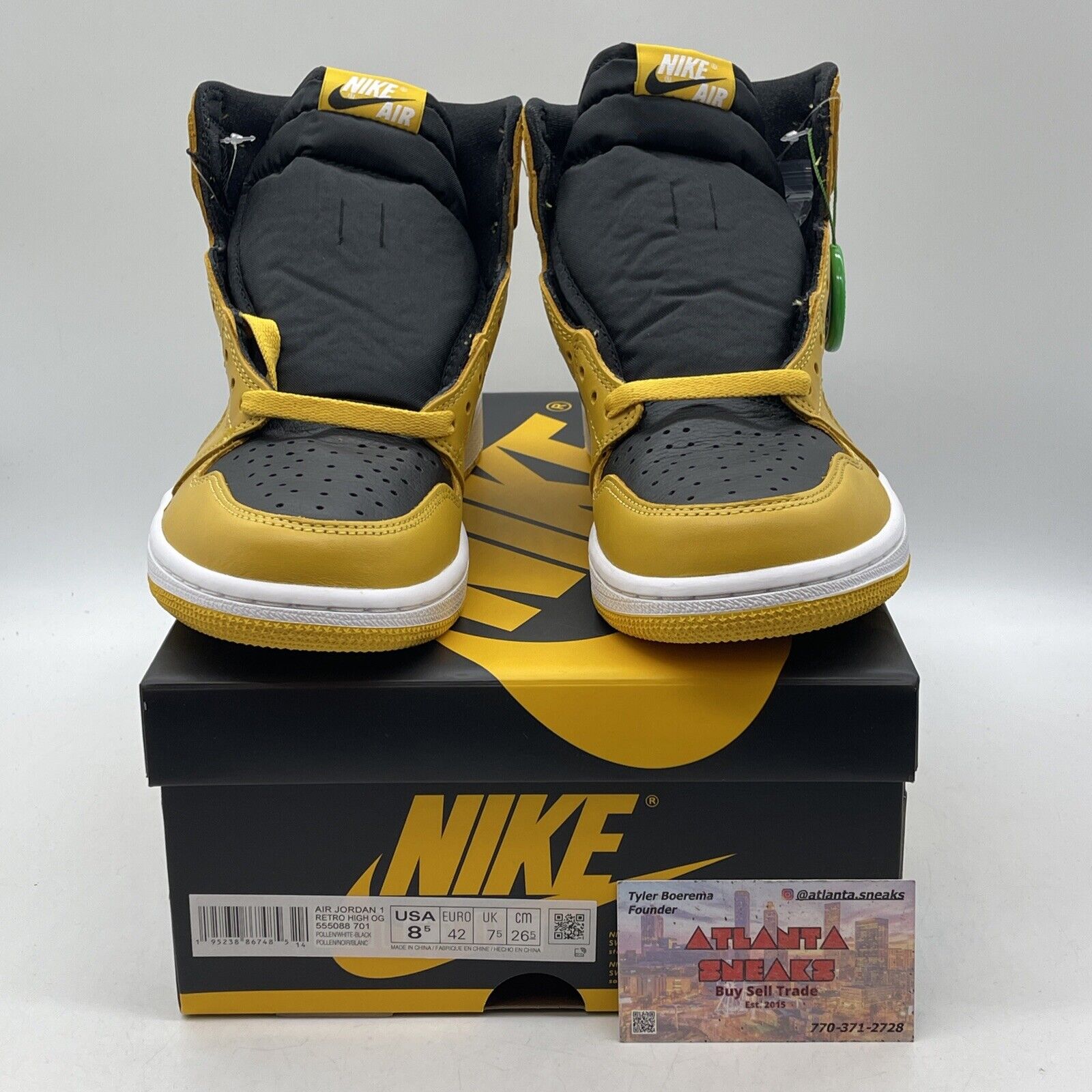 Size 8.5 - Jordan 1 Retro OG High Pollen Yellow Black Leather (555088-701)