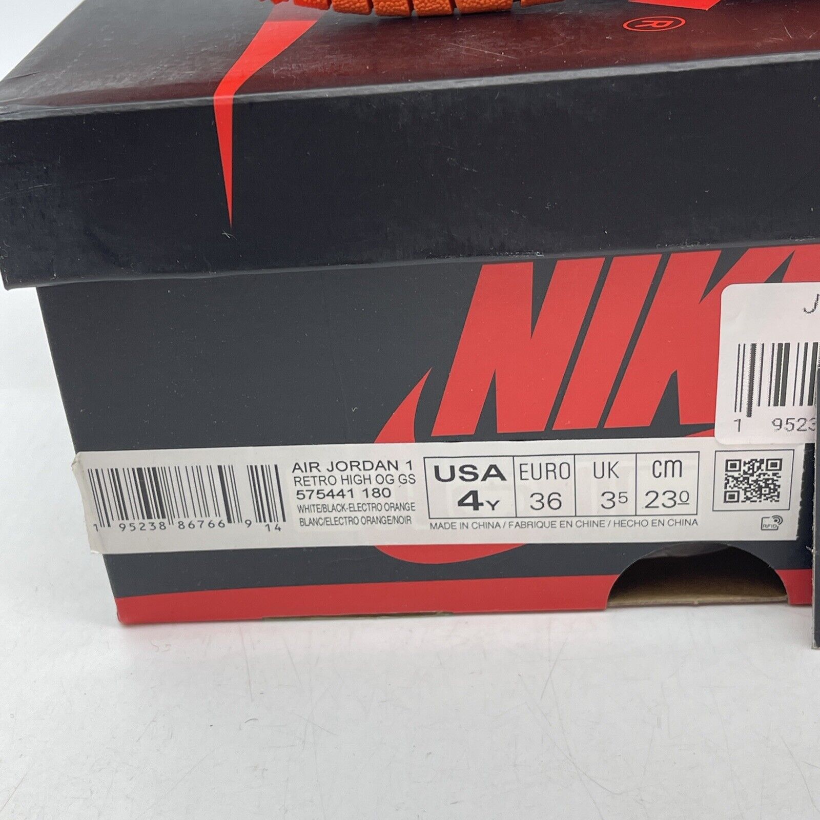Size 4Y - Jordan 1 Retro High Electro Orange White Black Leather (575441-180)