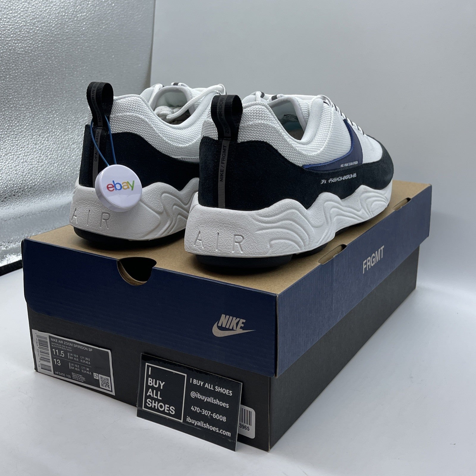 Size 11.5 - Nike Fragment Design x Air Zoom Spiridon White Blue Void HF5455-100