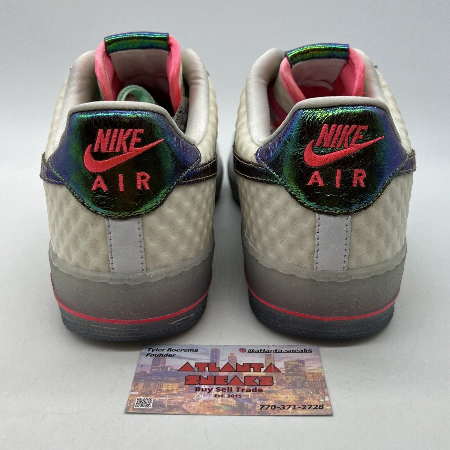 Size 13 - Nike Air Force 1 Premium Low White Leather Green Pink (573974-100)