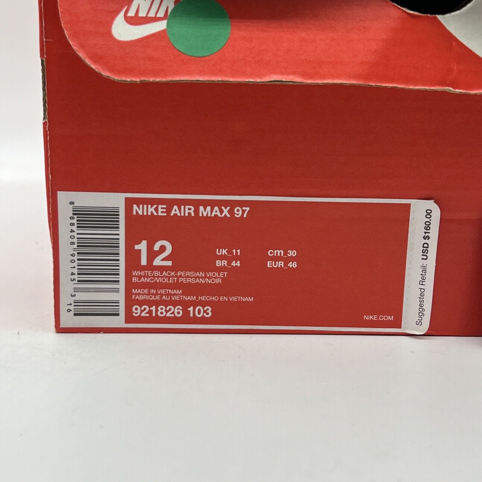 Size 12 - Nike Air Max 97 Persian Violet Black White Purple (921826-103)