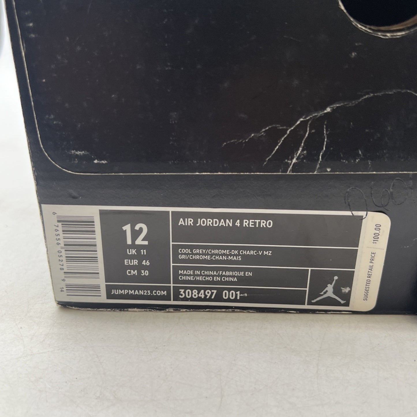Size 12 - Air Jordan 4 Retro 2004 Cool Grey (308497-001)