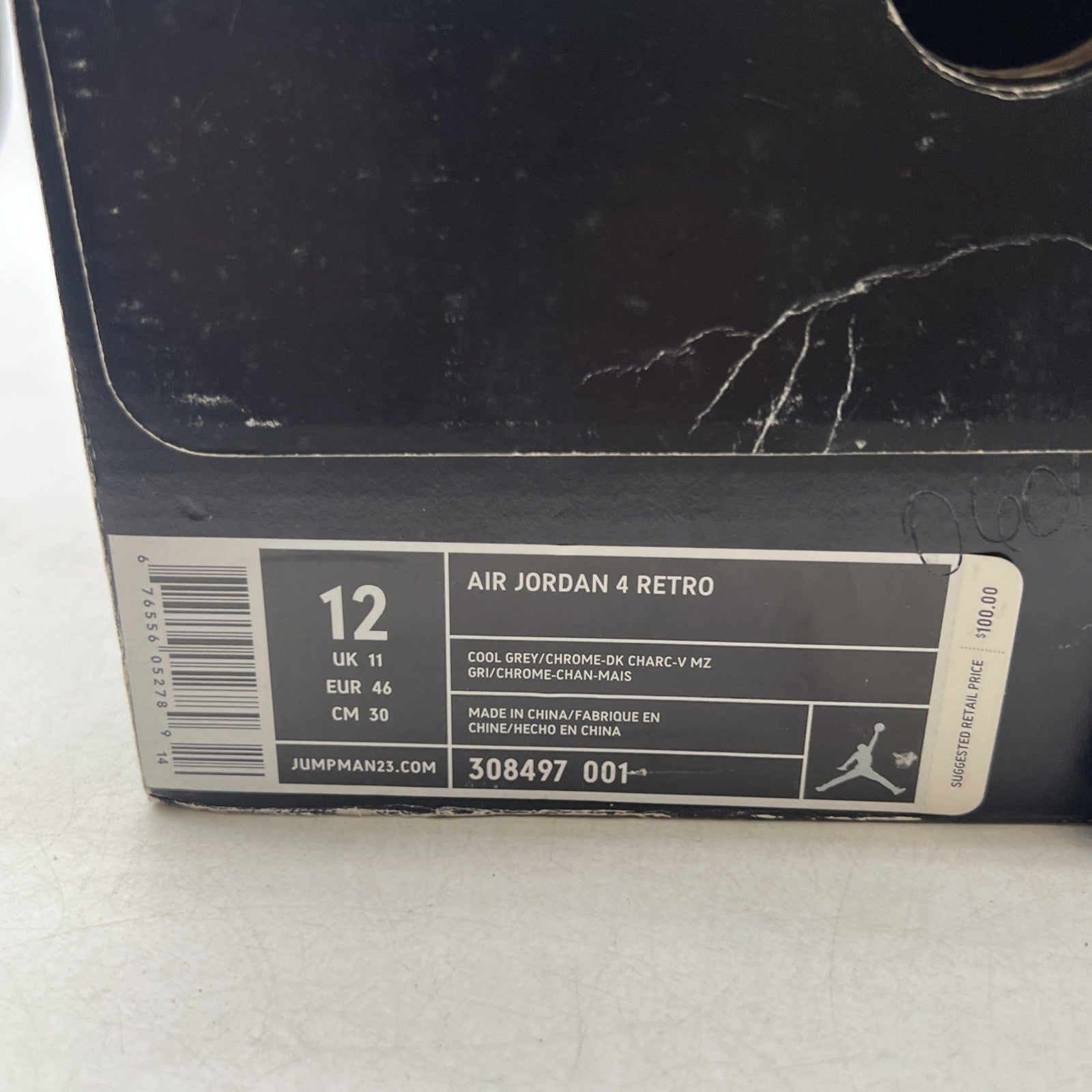 Size 12 - Air Jordan 4 Retro 2004 Cool Grey (308497-001)