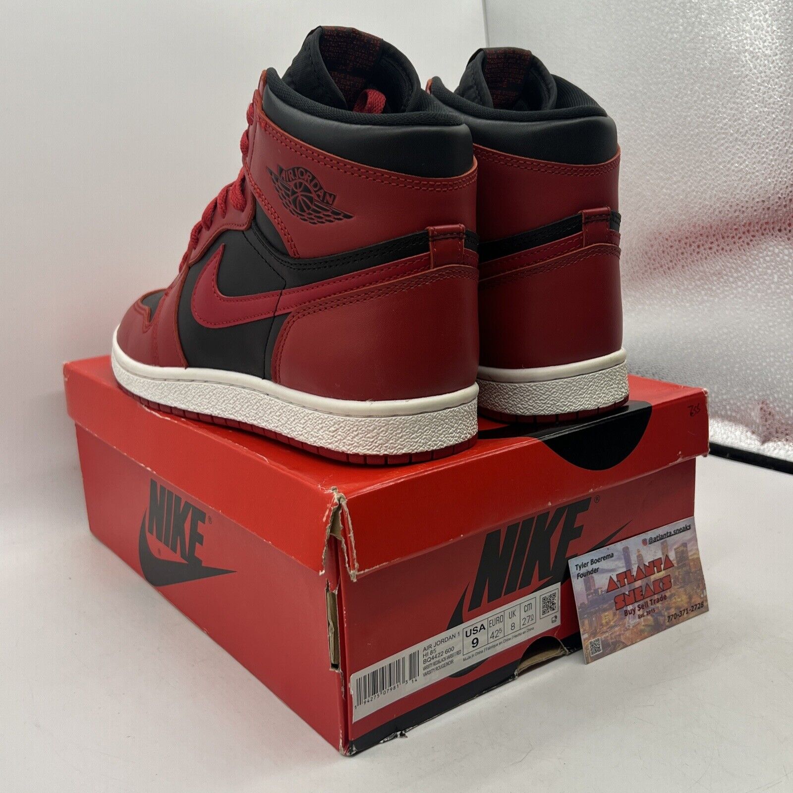 Size 9 - Jordan 1 Retro High 85 Varsity Red 2020 Black White Leather BQ4422-600