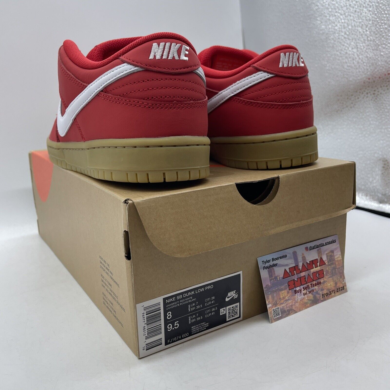 Size 8 - Nike SB Dunk Low Pro ISO Orange Label University Red Gum (FJ1674-600)