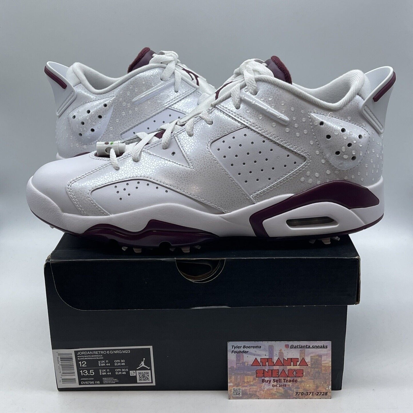 Size 12 - Air Jordan 6 Retro Golf NRG Low Bordeaux Burgundy White (DV6796-116)