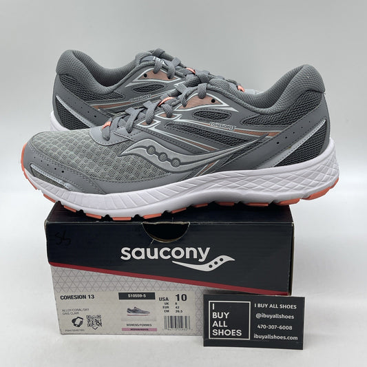 Size 10W - Saucony Cohesion 13 Coral Sky Grey Suede Leather (S10559-5)