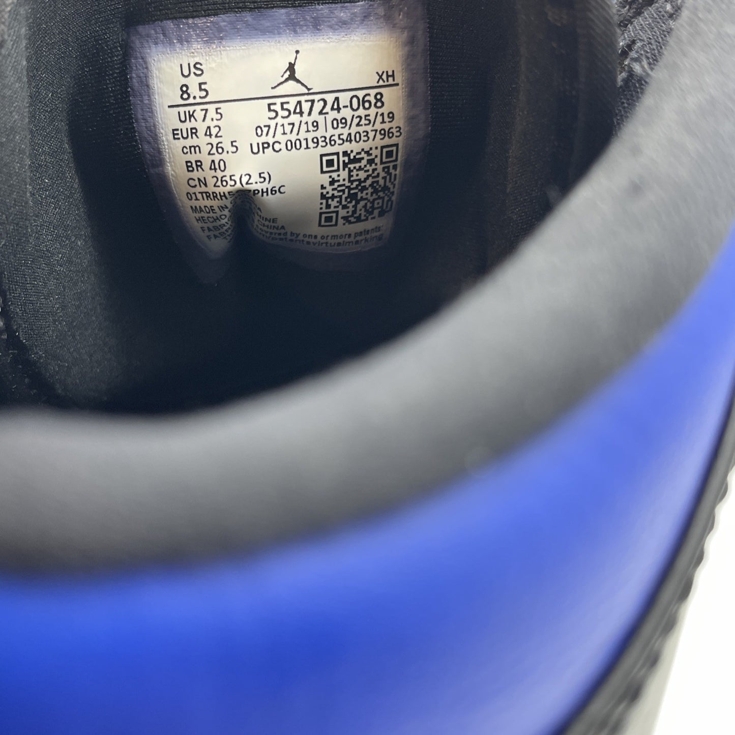 Size 8.5 - Air Jordan 1 Mid Black Hyper Royal Blue Leather (554724-068)