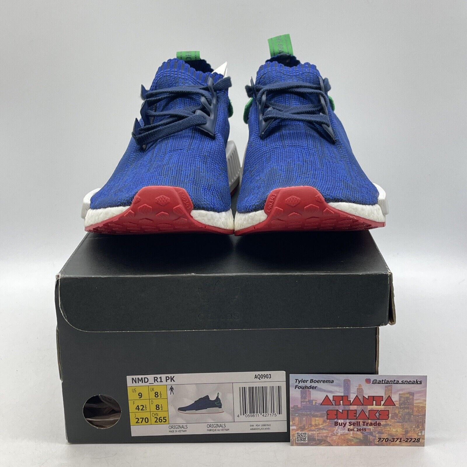 Size 9 - adidas Bleu de Paname x NMD_R1 Paris Blue White Red Green (AQ0903)