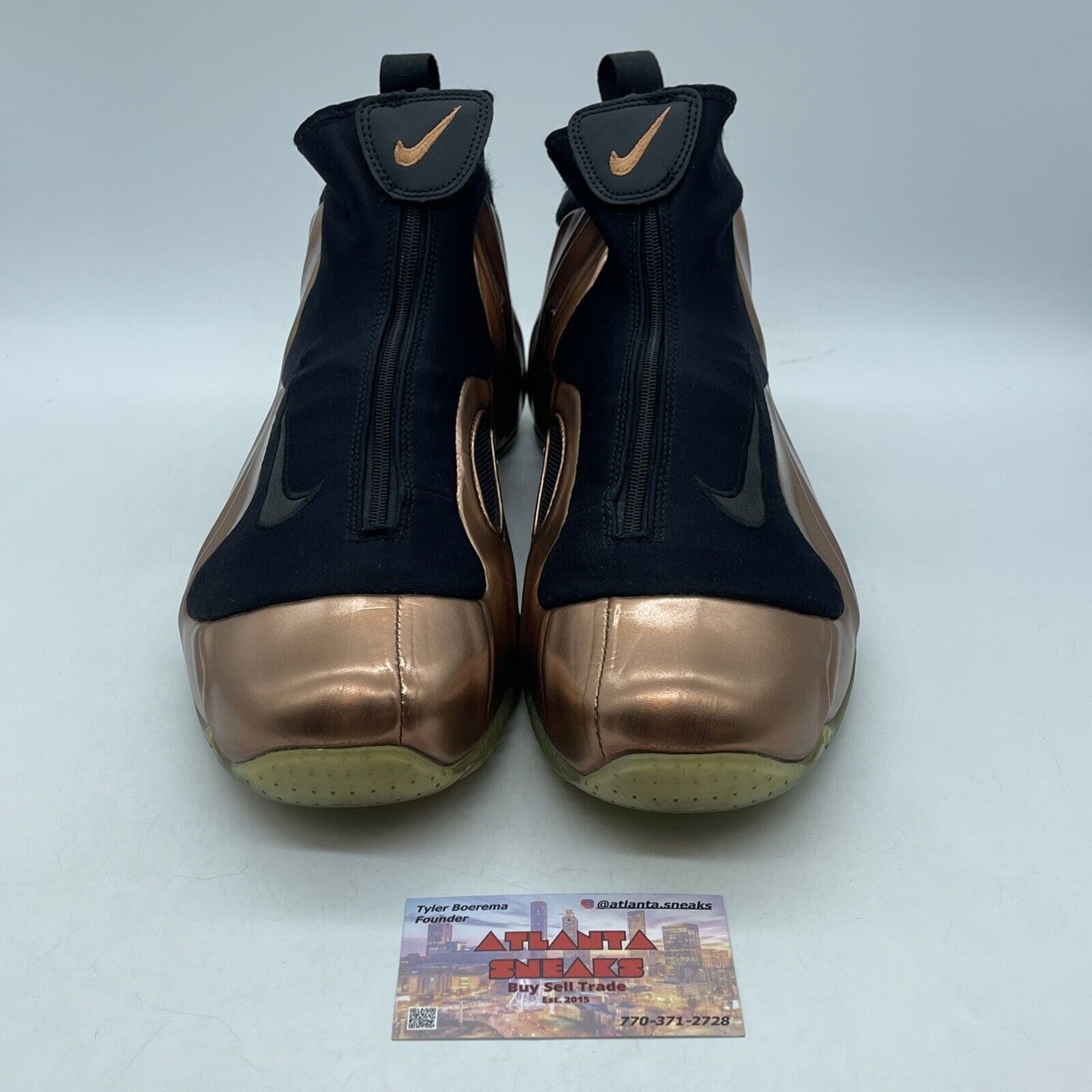 Size 11 - Nike Air Flightposite 2014 Prm Copper Leather Black Suede (658109-800)