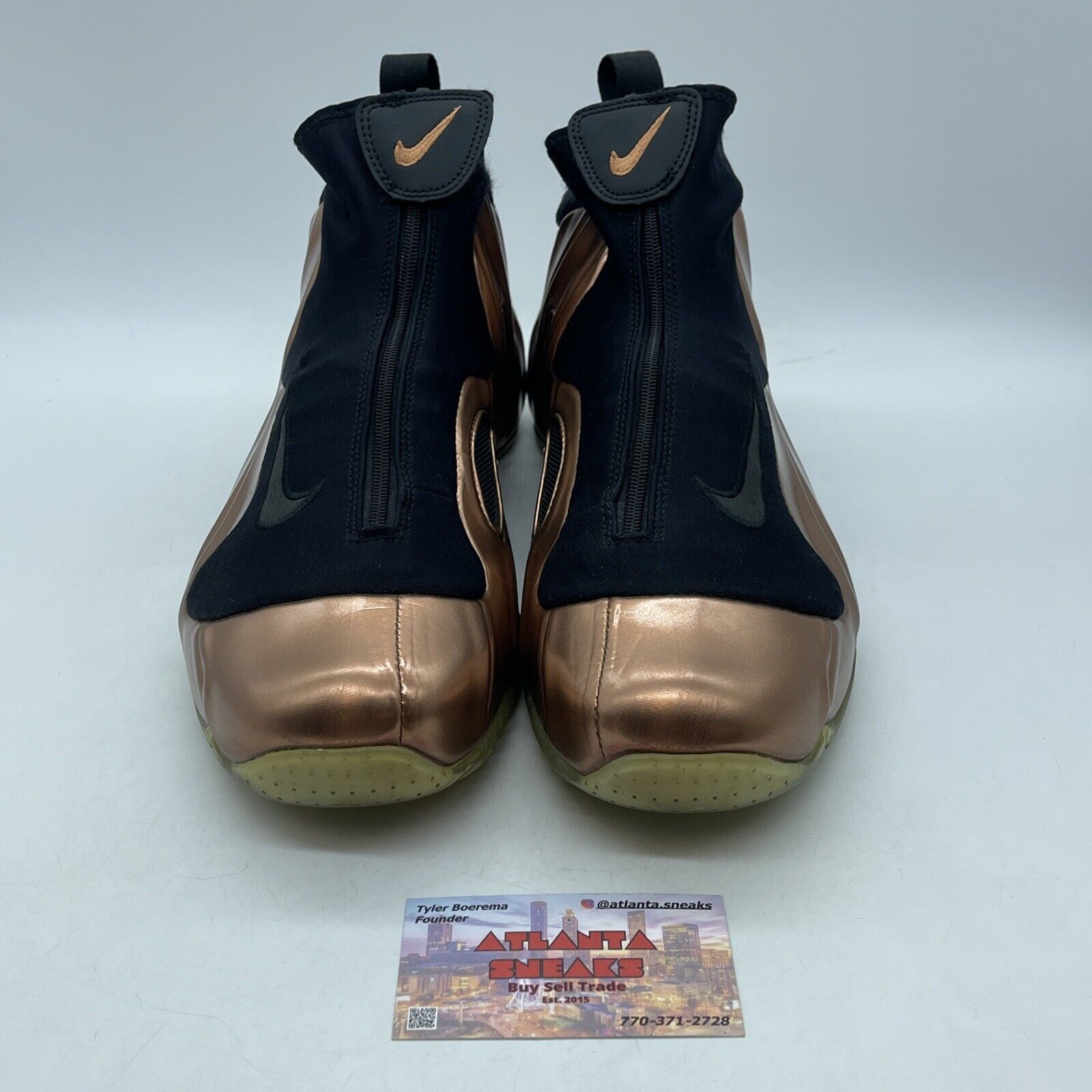 Size 11 - Nike Air Flightposite 2014 Prm Copper Leather Black Suede (658109-800)