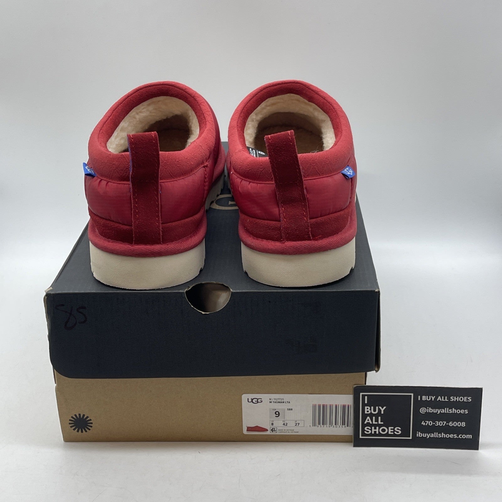 Size 9 - UGG Tasman LTA Men's Red Nylon Slip On Slipper Shoes Suede (1127735)