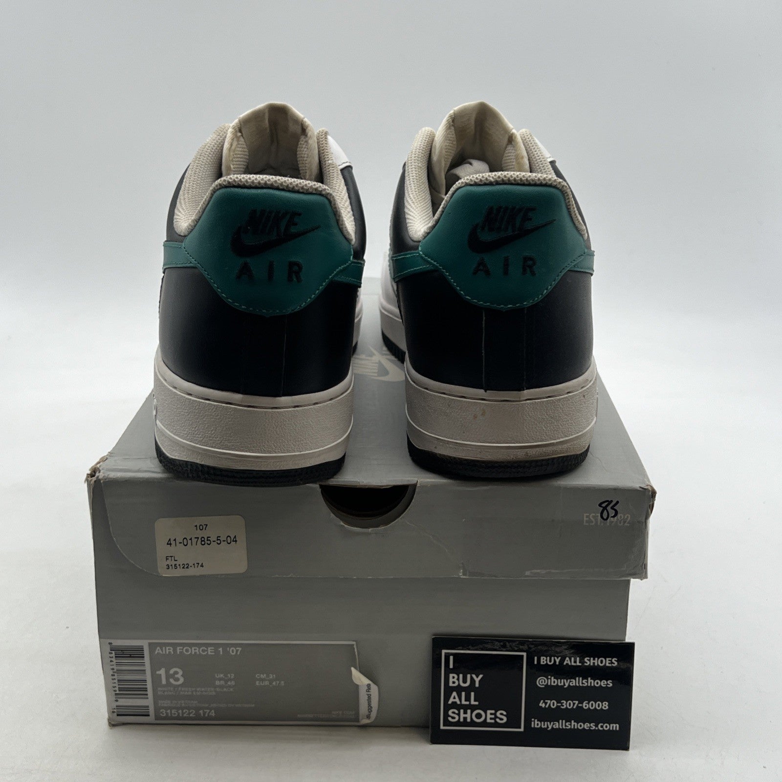 Size 13 - Nike Air Force 1 '07 White Green Black (315122-174)