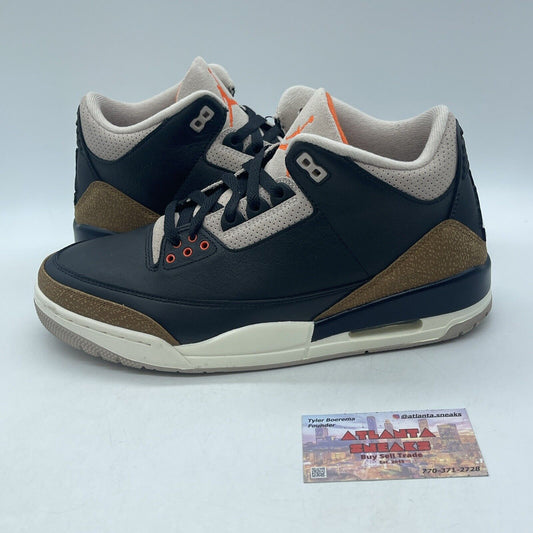 Size 10 - Jordan 3 Retro Mid Desert Elephant Black Suede Leather (CT8532-008)