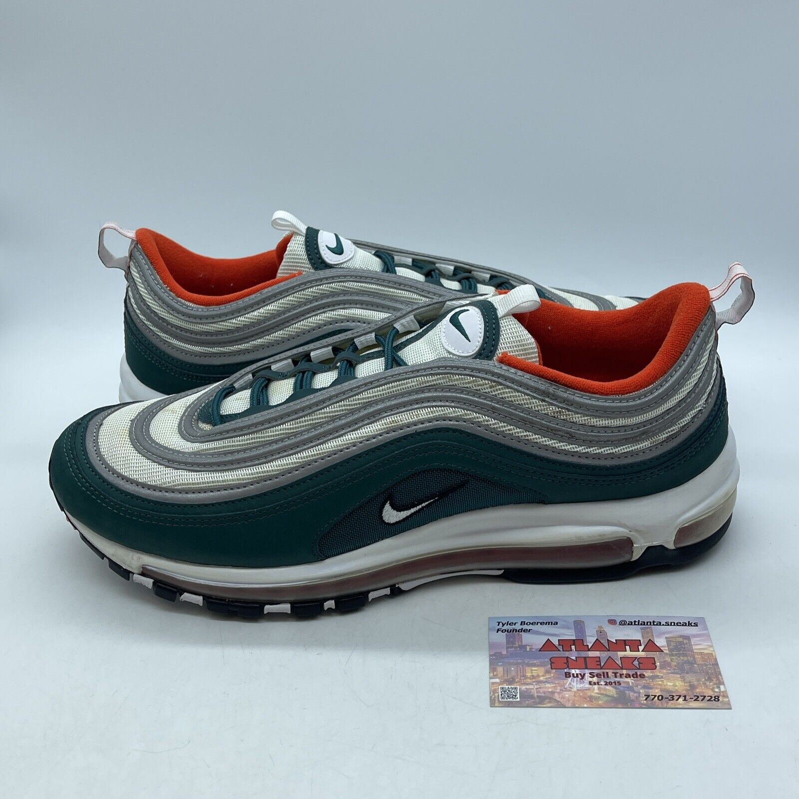 Size 12 - Nike Air Max 97 Miami Dolphins Blue Silver Suede Leather (921826-300)