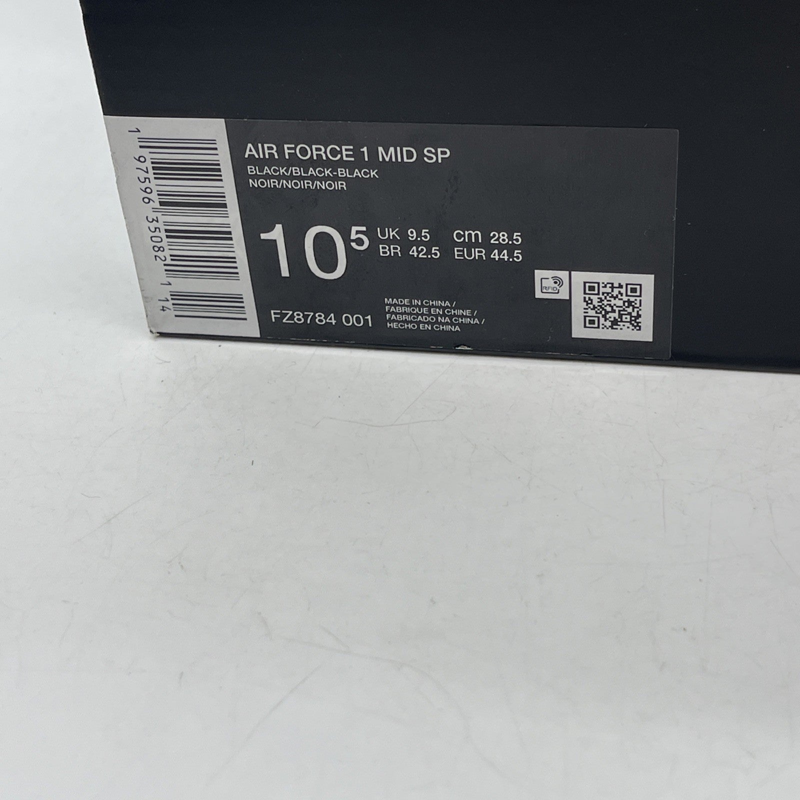Size 10.5 - Nike Supreme x Air Force 1 Mid Box Logo Triple Black (FZ8784-001)