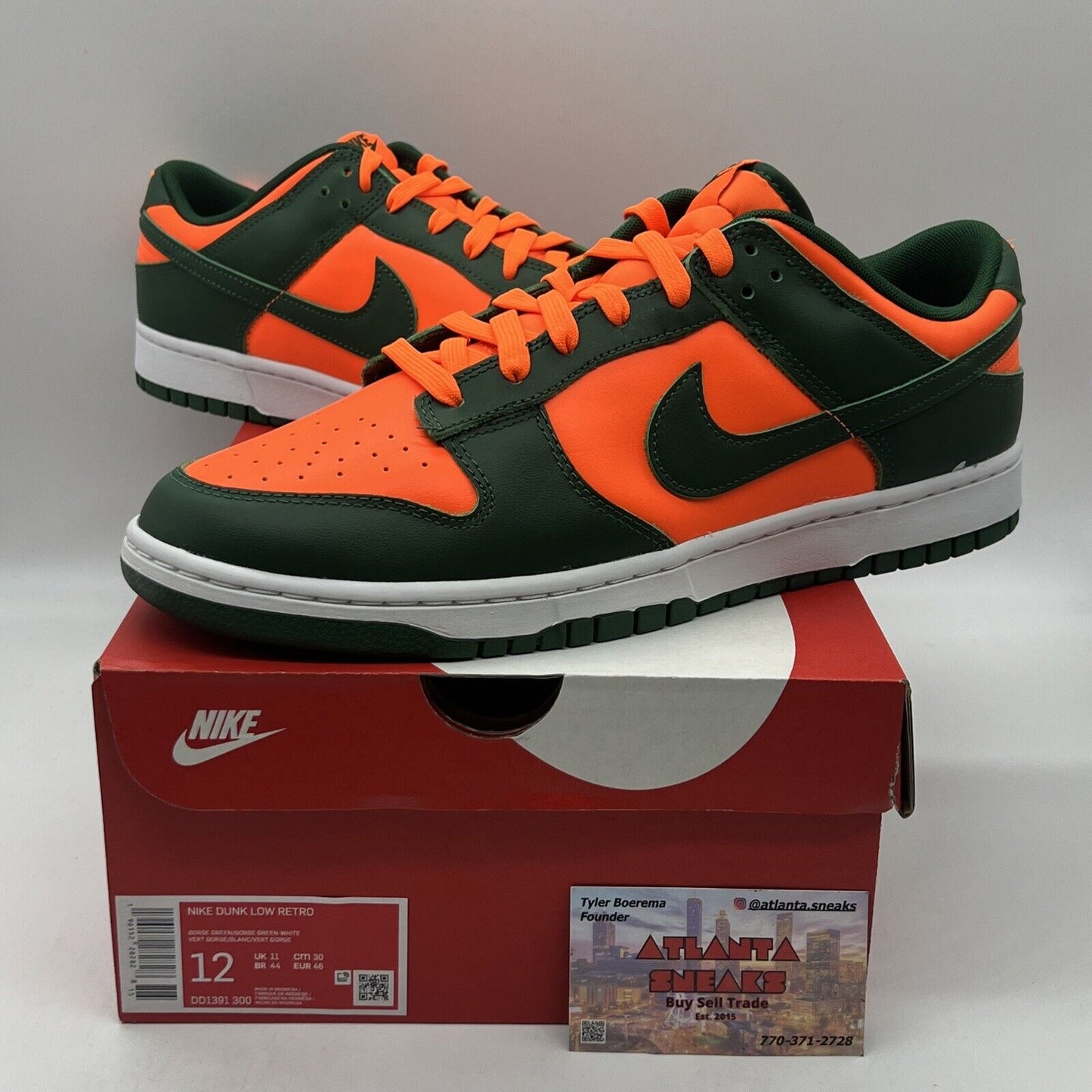 Size 12 - Nike Dunk Low Miami Hurricanes Brand New Og All