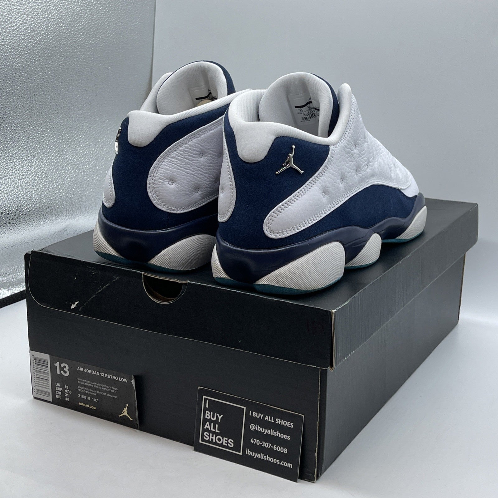 Size 13 - Air Jordan 13 Low Hornets Blue White Suede Leather (310810-107)