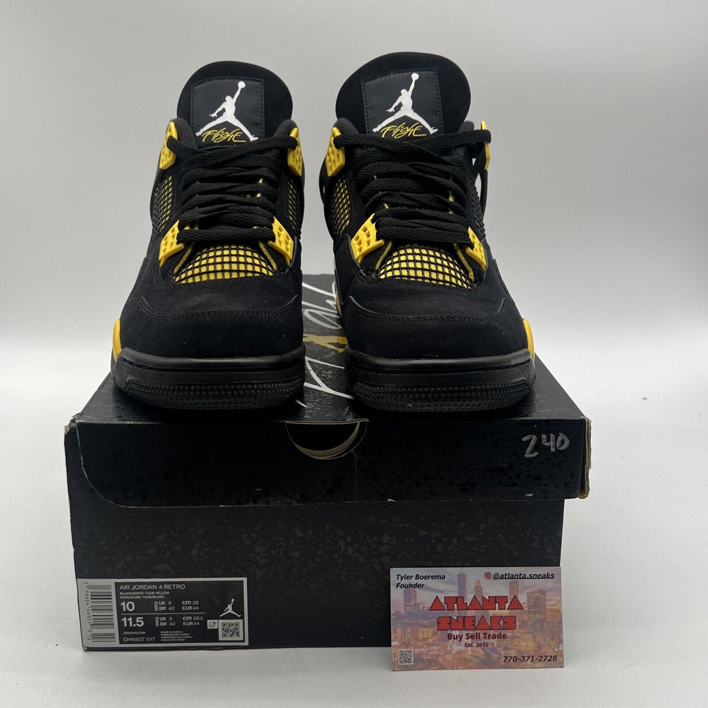 Size 10 - Jordan 4 Retro Mid Thunder Black Yellow Suede (DH6927-017)