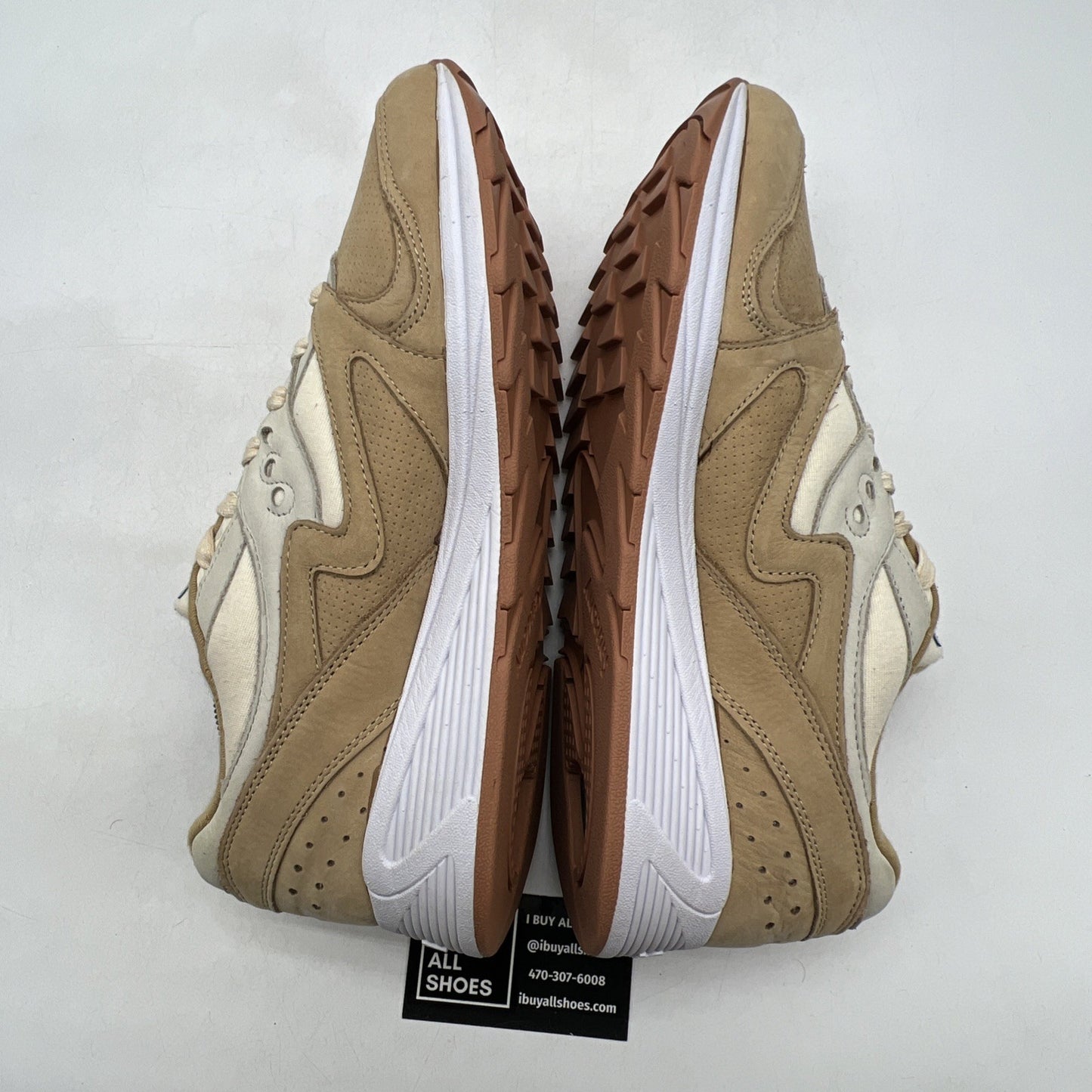 Size 12 - Saucony Mens Grid 8000 Trainers Sand Beige White Sneakers (S70303-4)