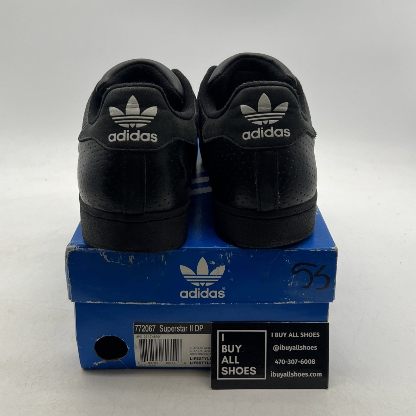 Size 11 - Adidas Super Star II CBlack/CBlack Originals (772067)