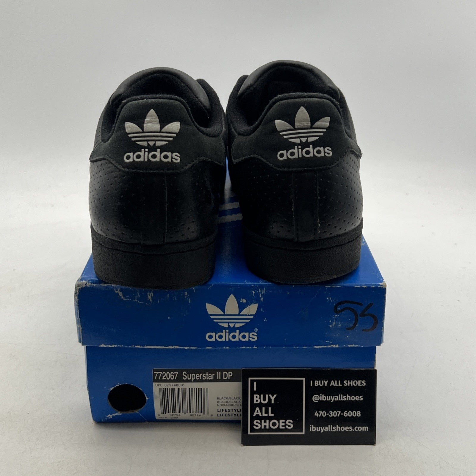 Size 11 - Adidas Super Star II CBlack/CBlack Originals (772067)