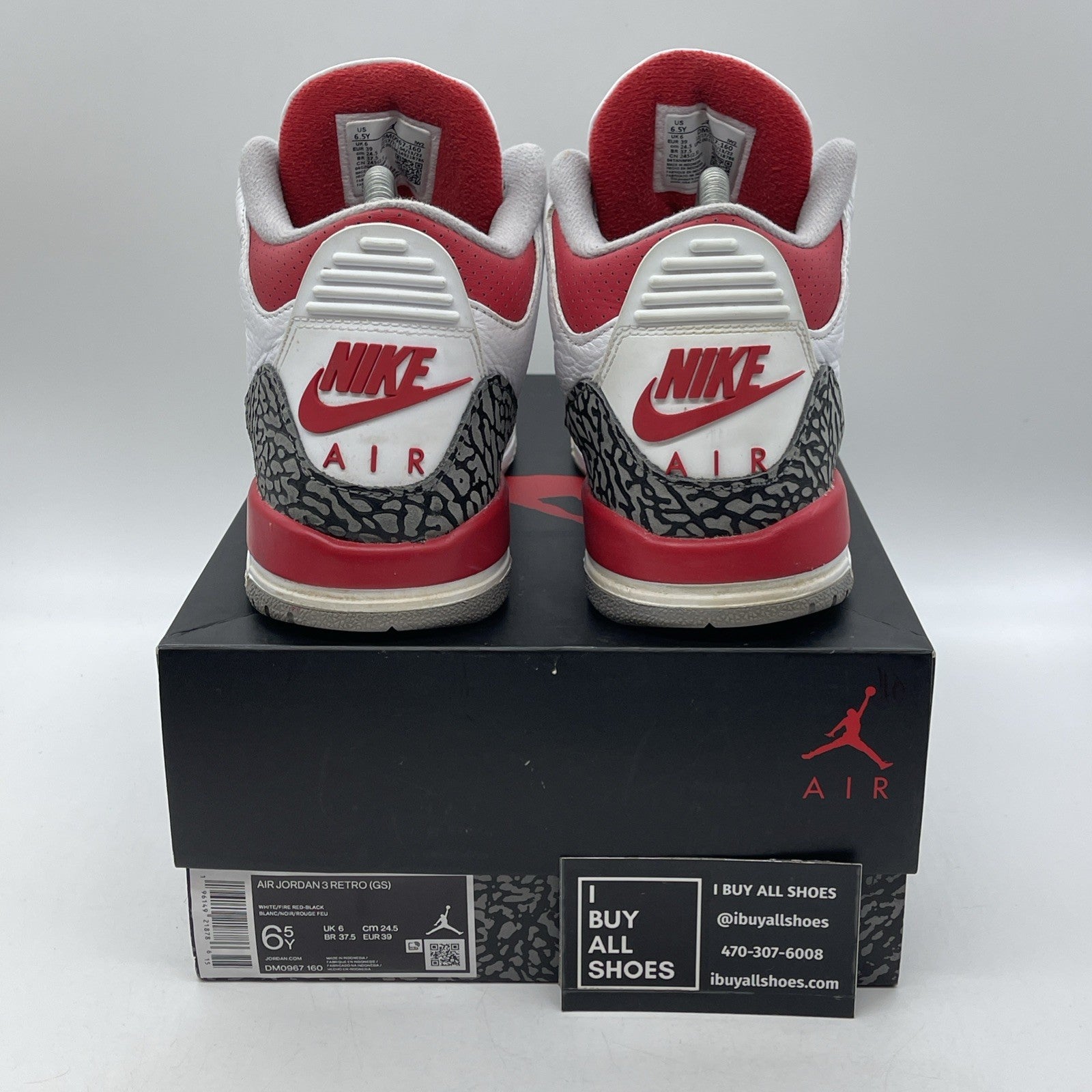 Size 6.5Y  (GS) - Jordan 3 Retro 2022 Mid Fire Red Grey White (DM0967-160)
