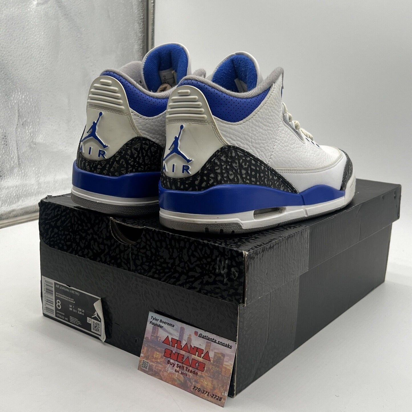 Size 8 - Jordan 3 Retro Mid Racer Blue White Black Grey Leather (CT8532-145)