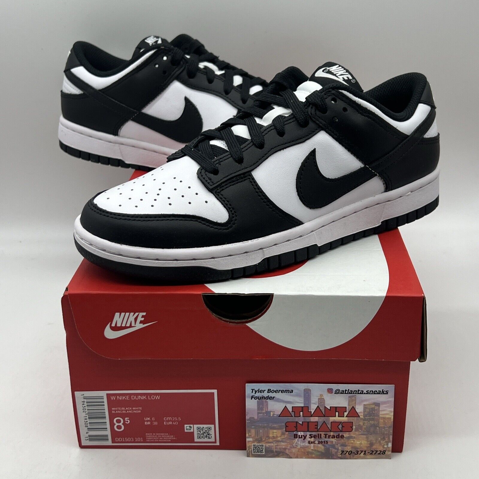 Size 8.5 - Nike Dunk Low Black White W Brand New Og All