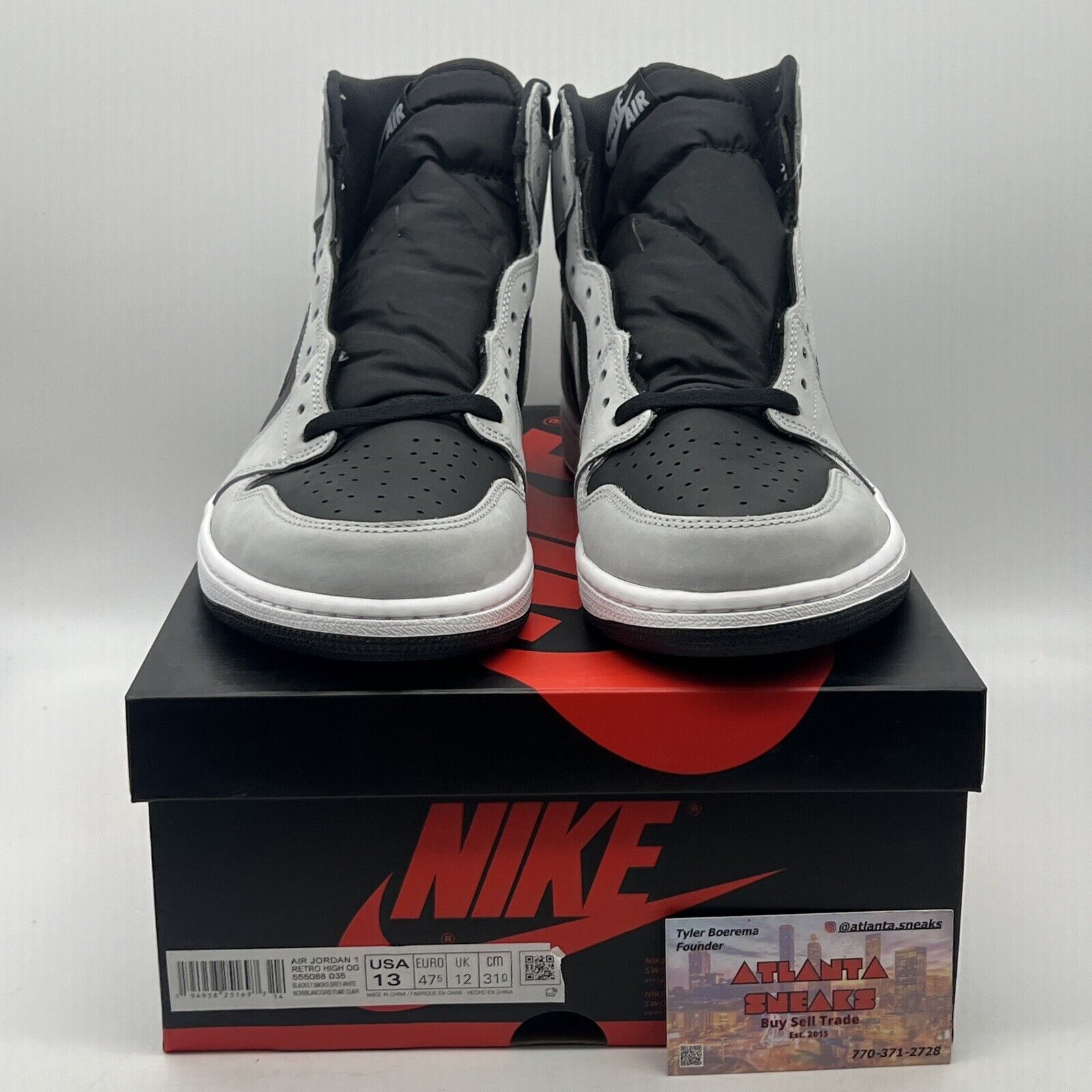 Size 13 - Jordan 1 Retro OG High Shadow 2.0 Black Grey Leather (555088-035)