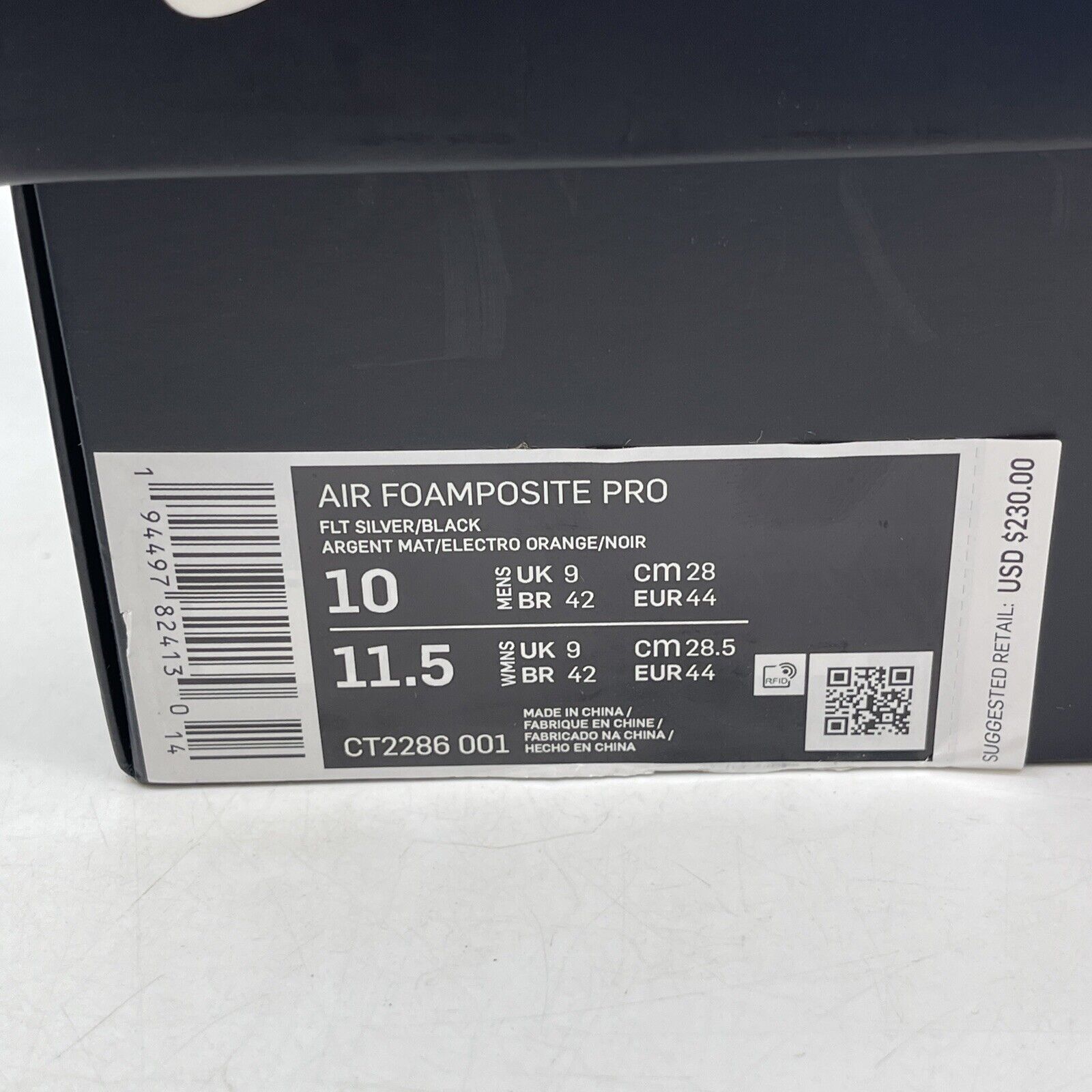 Size 10 - Nike Air Foamposite Pro Halloween Silver  Black Orange (CT2286-001)