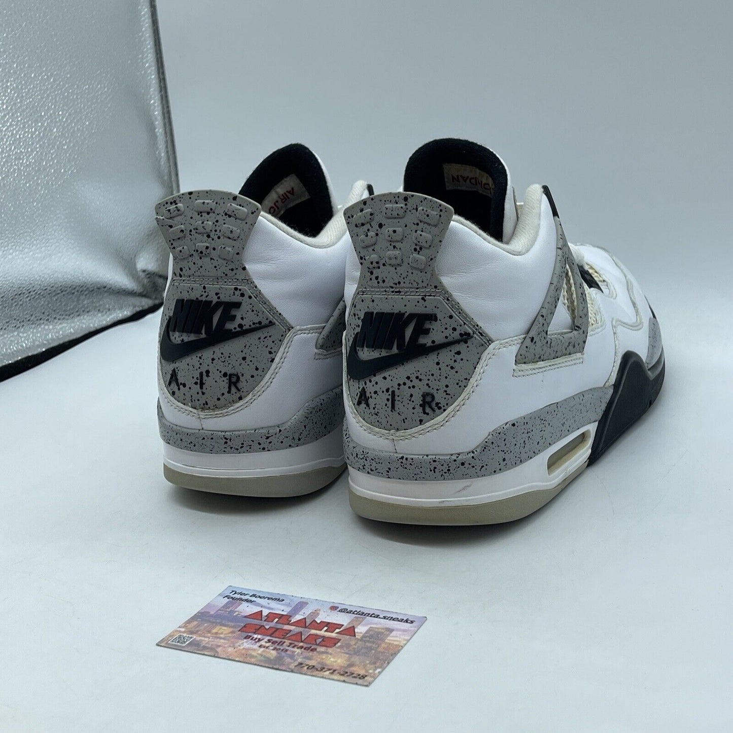 Size 12 - Jordan 4 Retro OG Mid White Cement Leather Grey Black (840606-192)