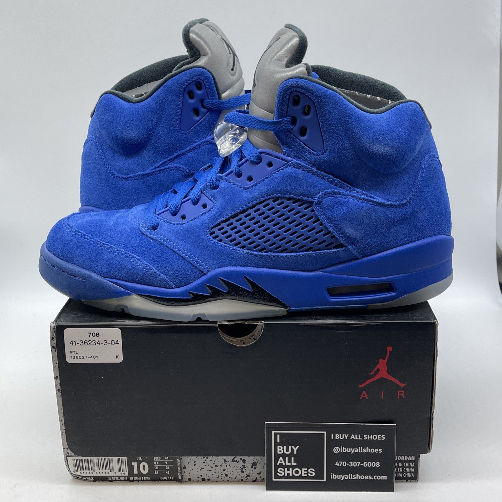 Size 10 - Air Jordan 5 Retro Blue Suede (136027-401)